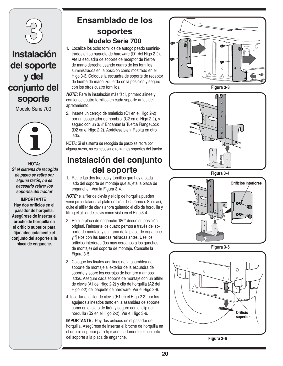 MTD 190-182,190-180 warranty Del Conjunto del Soporte, Ensamblado de los Soportes, Instalación del conjunto Del soporte 