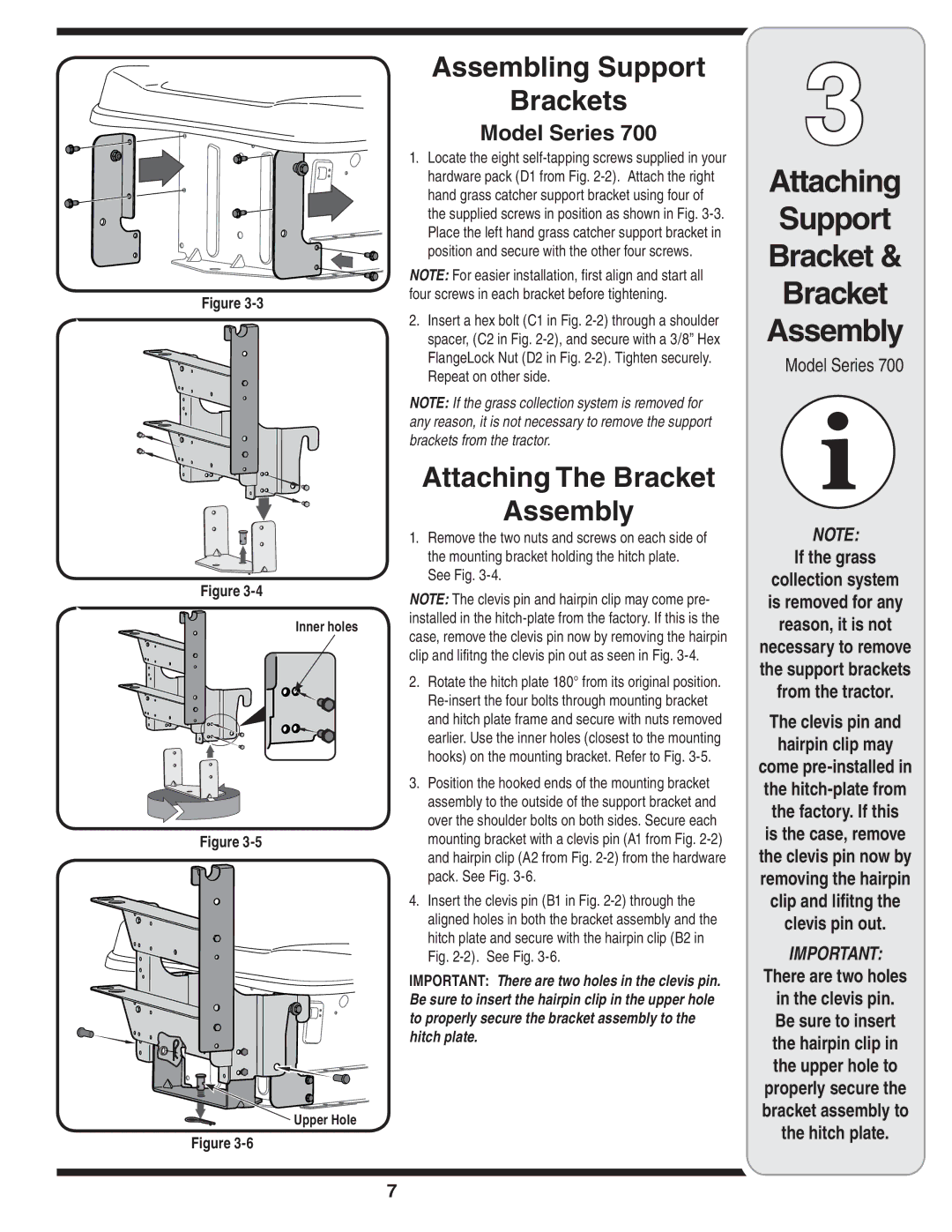 MTD 190-182,190-180 Attaching Support Bracket Assembly, Assembling Support Brackets, If the grass, Repeat on other side 