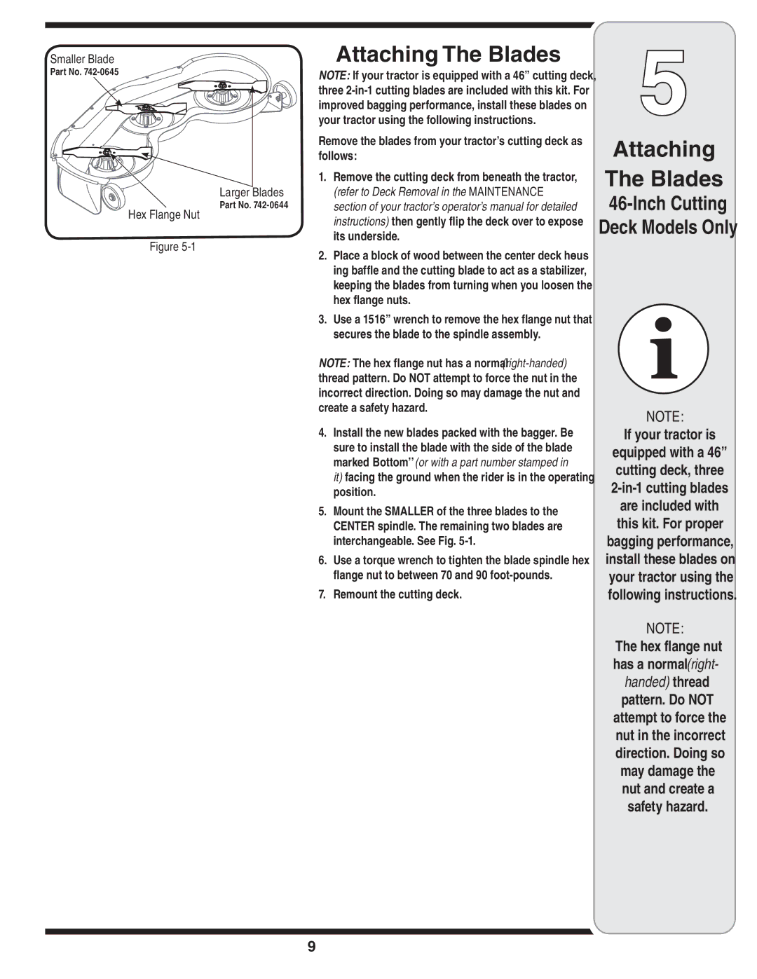 MTD 190-182,190-180 warranty Attaching The Blades, Attaching Blades, If your tractor is, In-1 cutting blades 