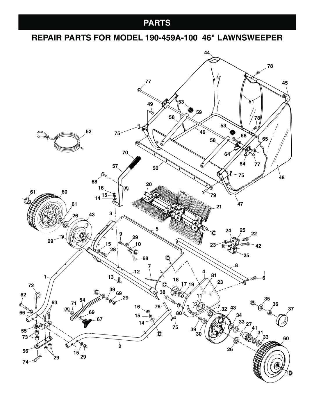 MTD 190-459A-100 manual Parts 