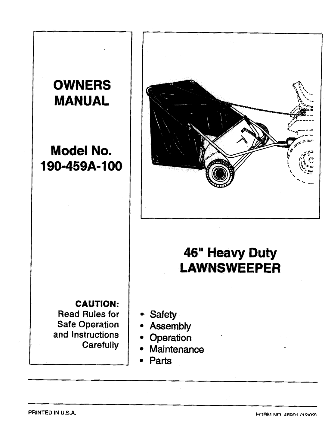 MTD 190-459A-100 manual 
