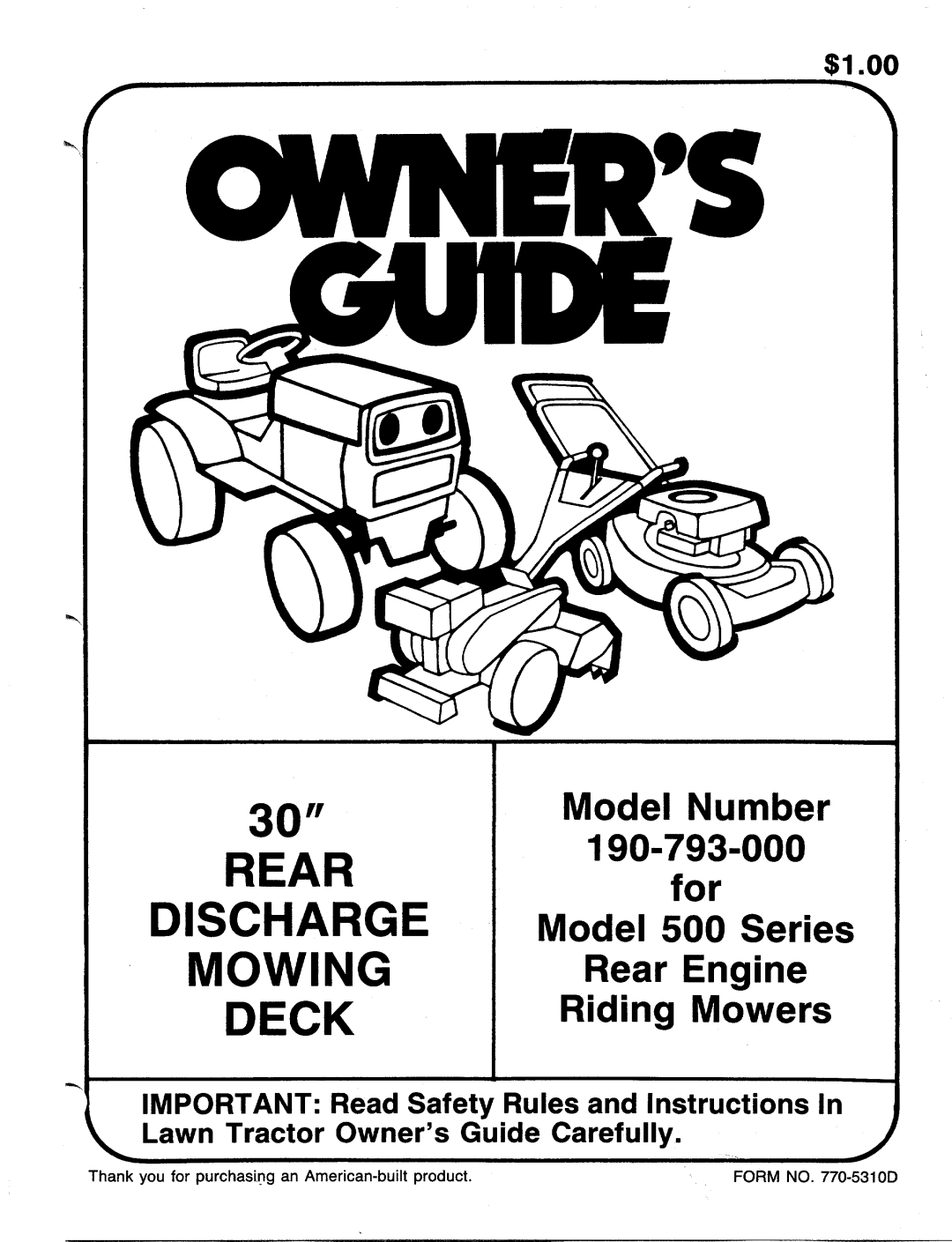 MTD 190-793-000 manual 