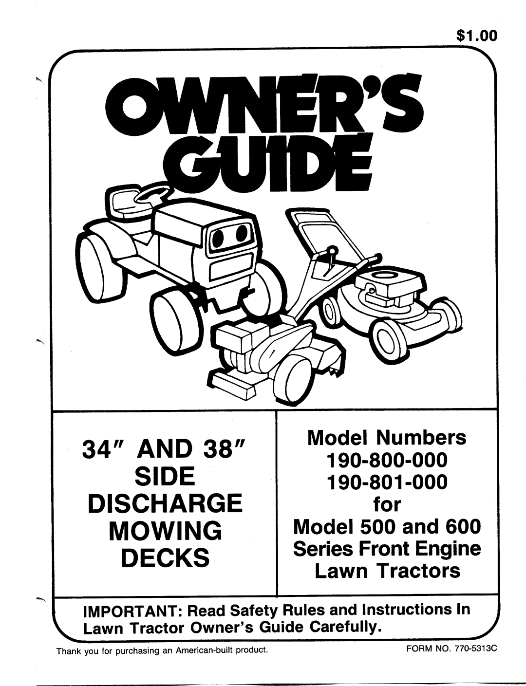 MTD 190-801-000, 190-800-000 manual 