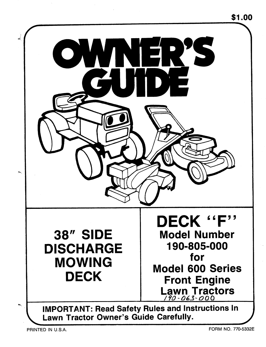 MTD 190-805-000 manual 