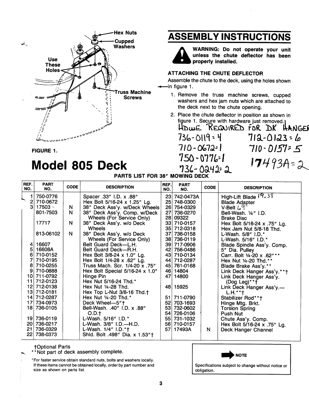 MTD 190-805-000 manual 