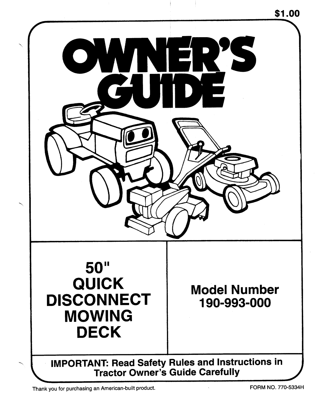 MTD 190-993-000 manual 