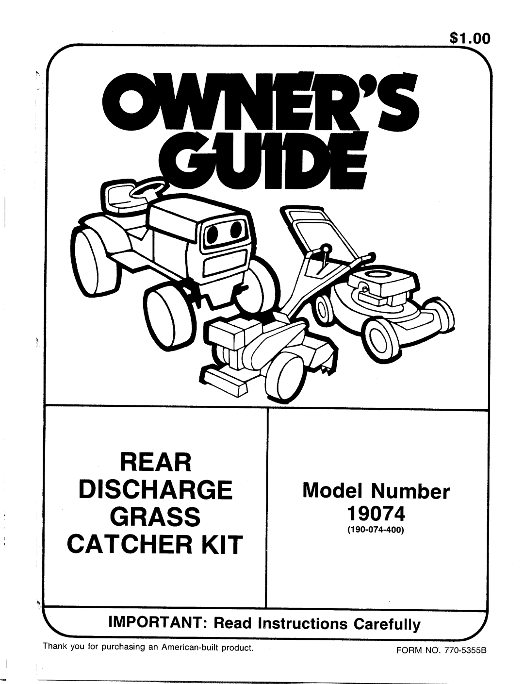 MTD 19074 manual 