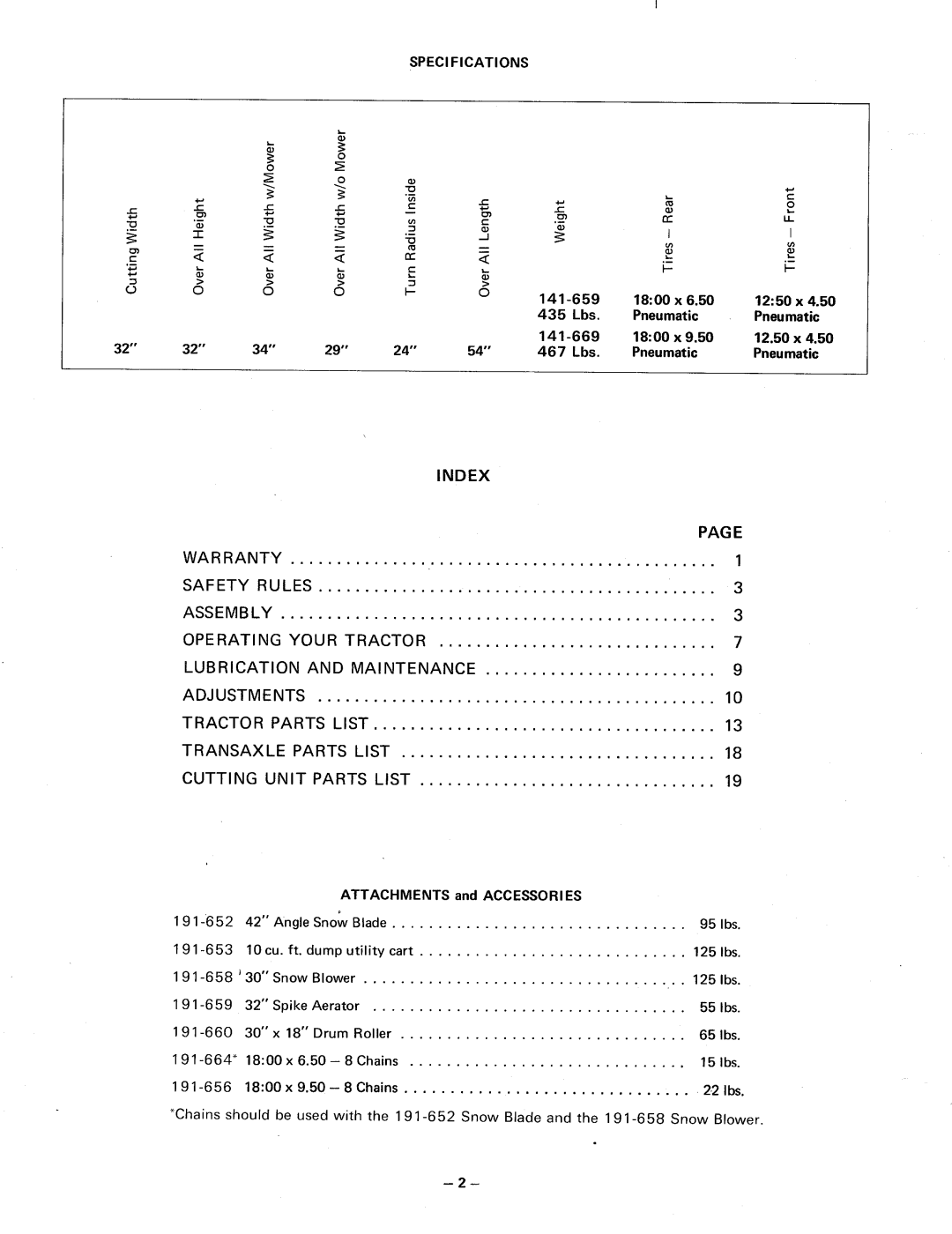 MTD 141-659, 191-651, 141-669 manual 