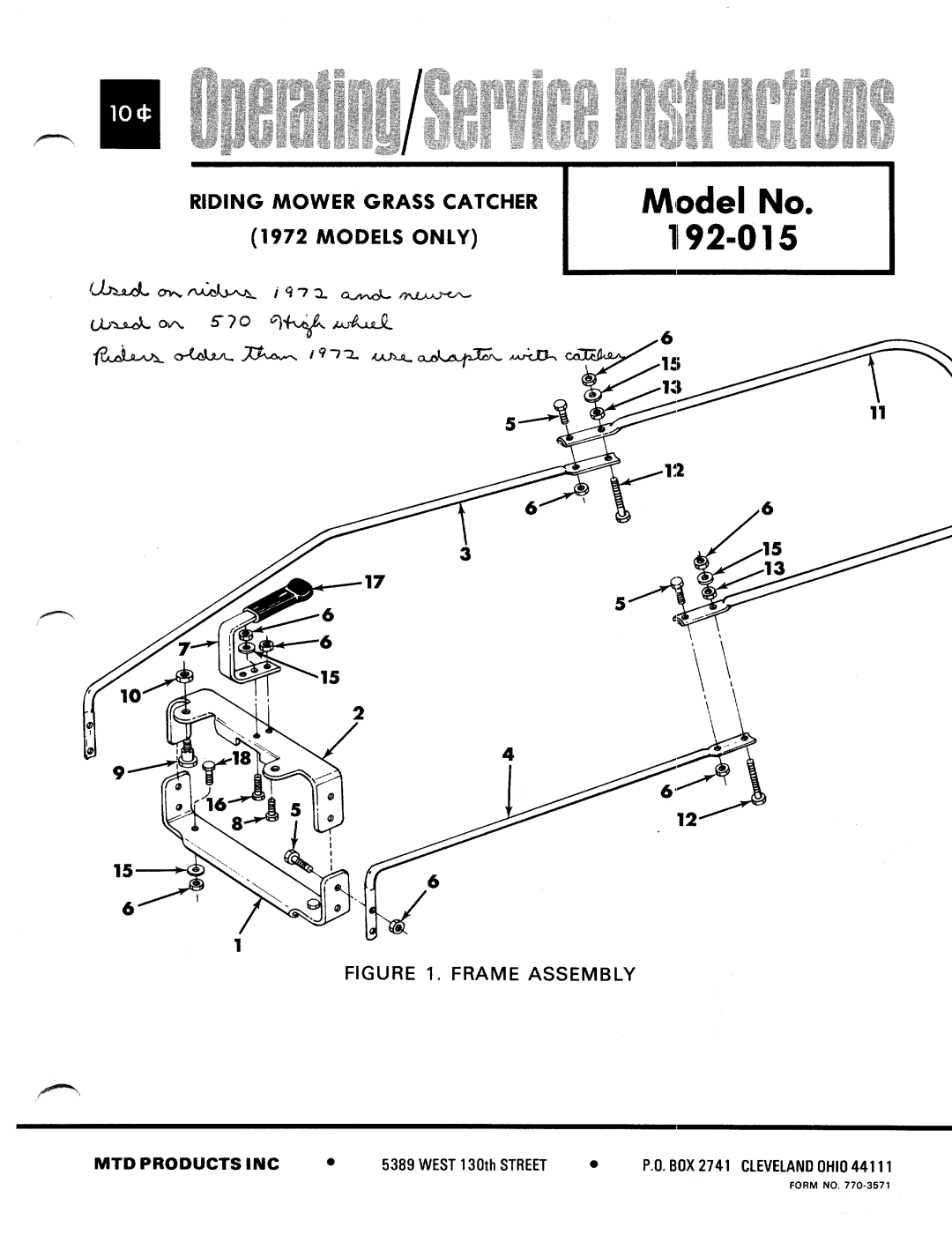 MTD 192-015 manual 