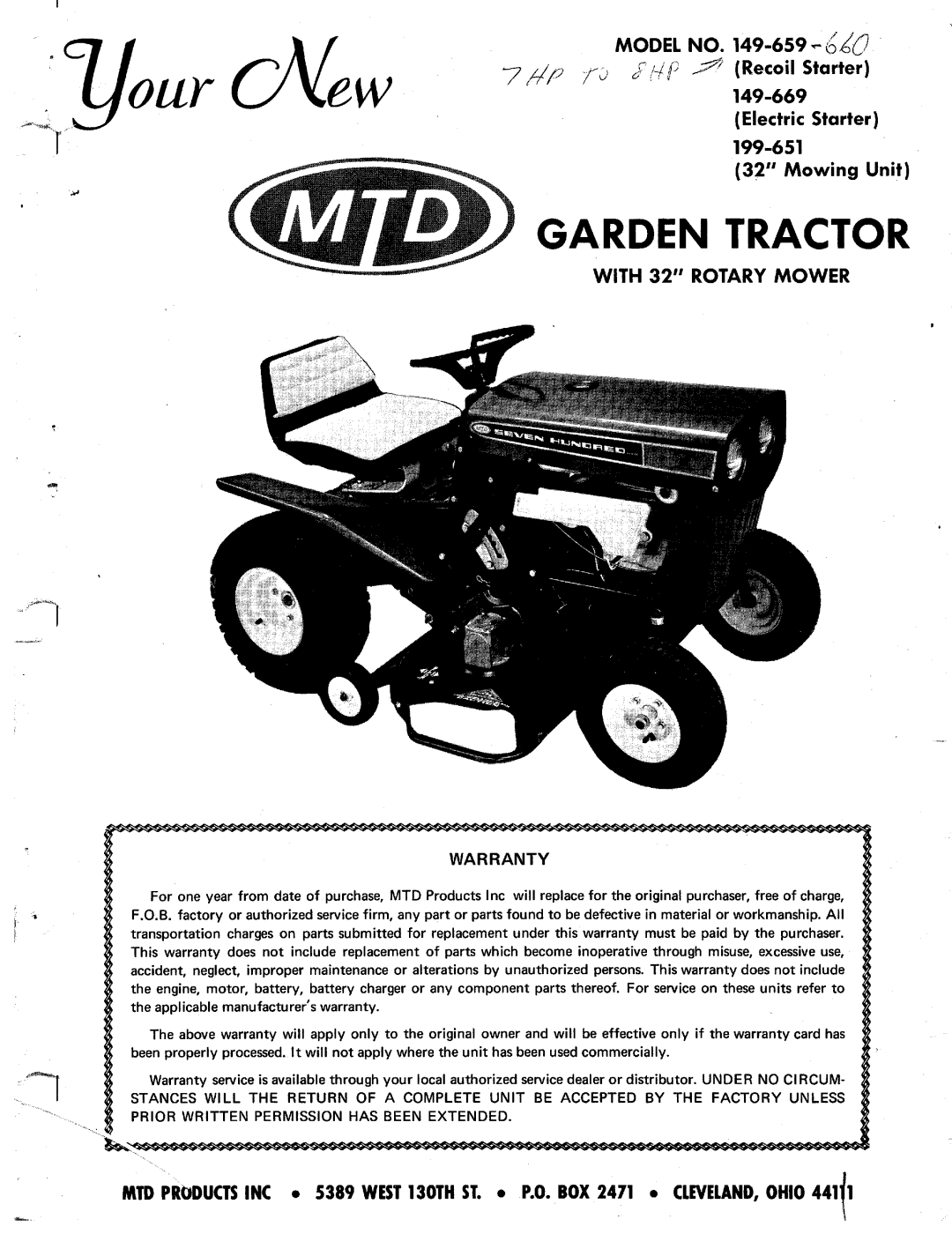 MTD 149-659, 199-651, 149-669 manual 