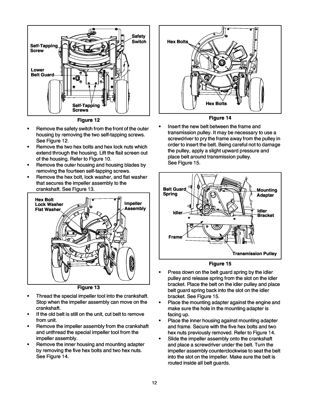 MTD 203 manual If the old belt is still on the unit, cut belt to remove from unit 