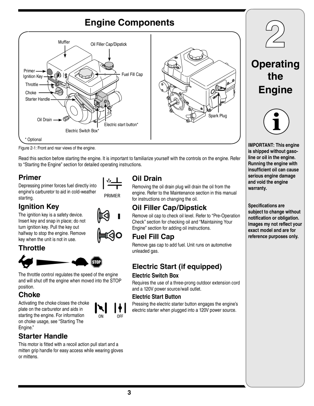 MTD 179cc, 208cc manual Operating Engine, Engine Components 