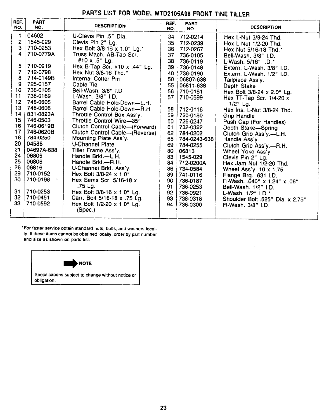 MTD 219-355-098, 2105A98, 94-2105-B manual 