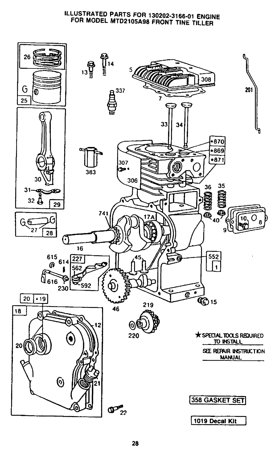 MTD 94-2105-B, 2105A98, 219-355-098 manual 