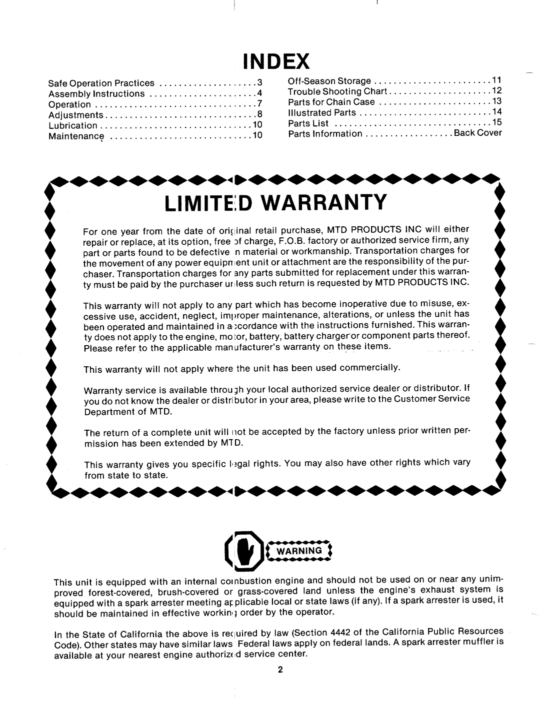 MTD 214-031-000 manual 