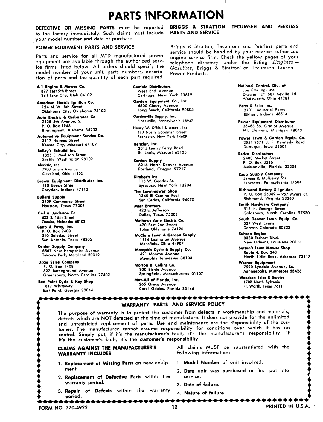 MTD 214-100A manual 