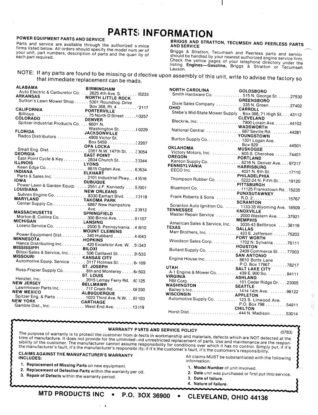 MTD 214-381-000, 214-385-000 manual 