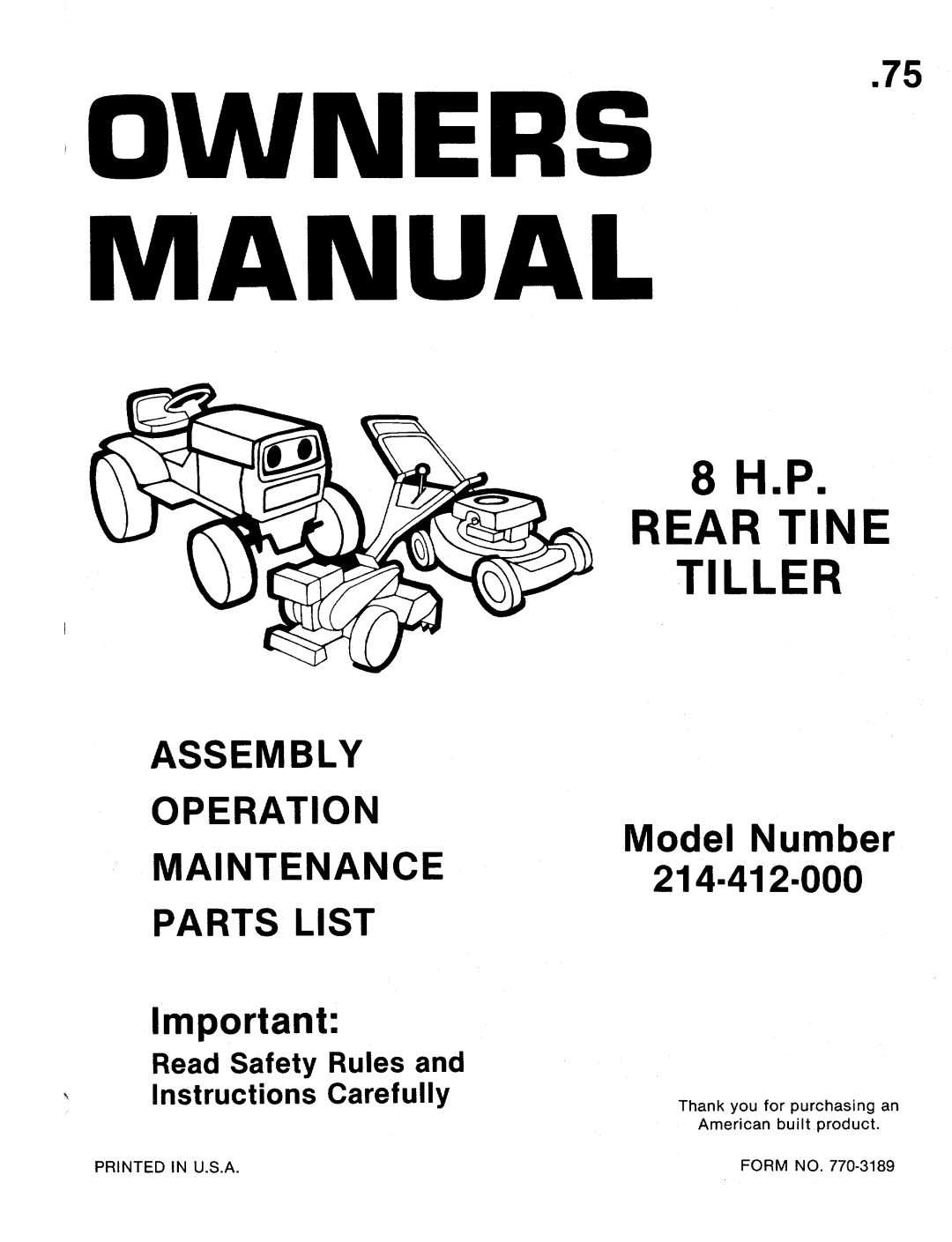 MTD 214-412-000 manual 