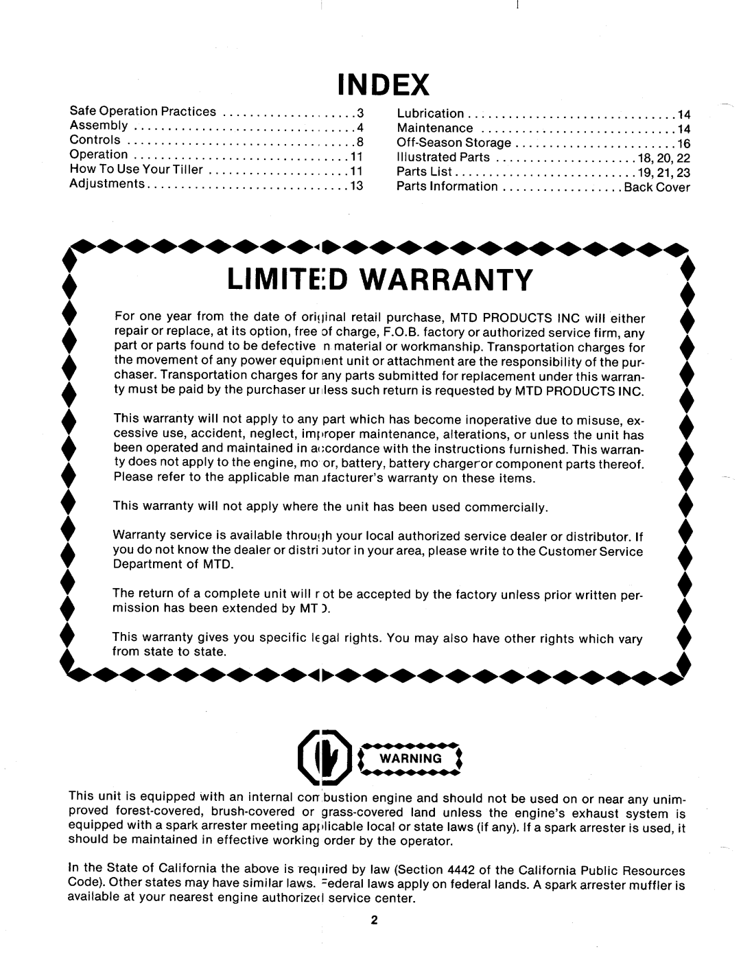 MTD 214-412-000 manual 