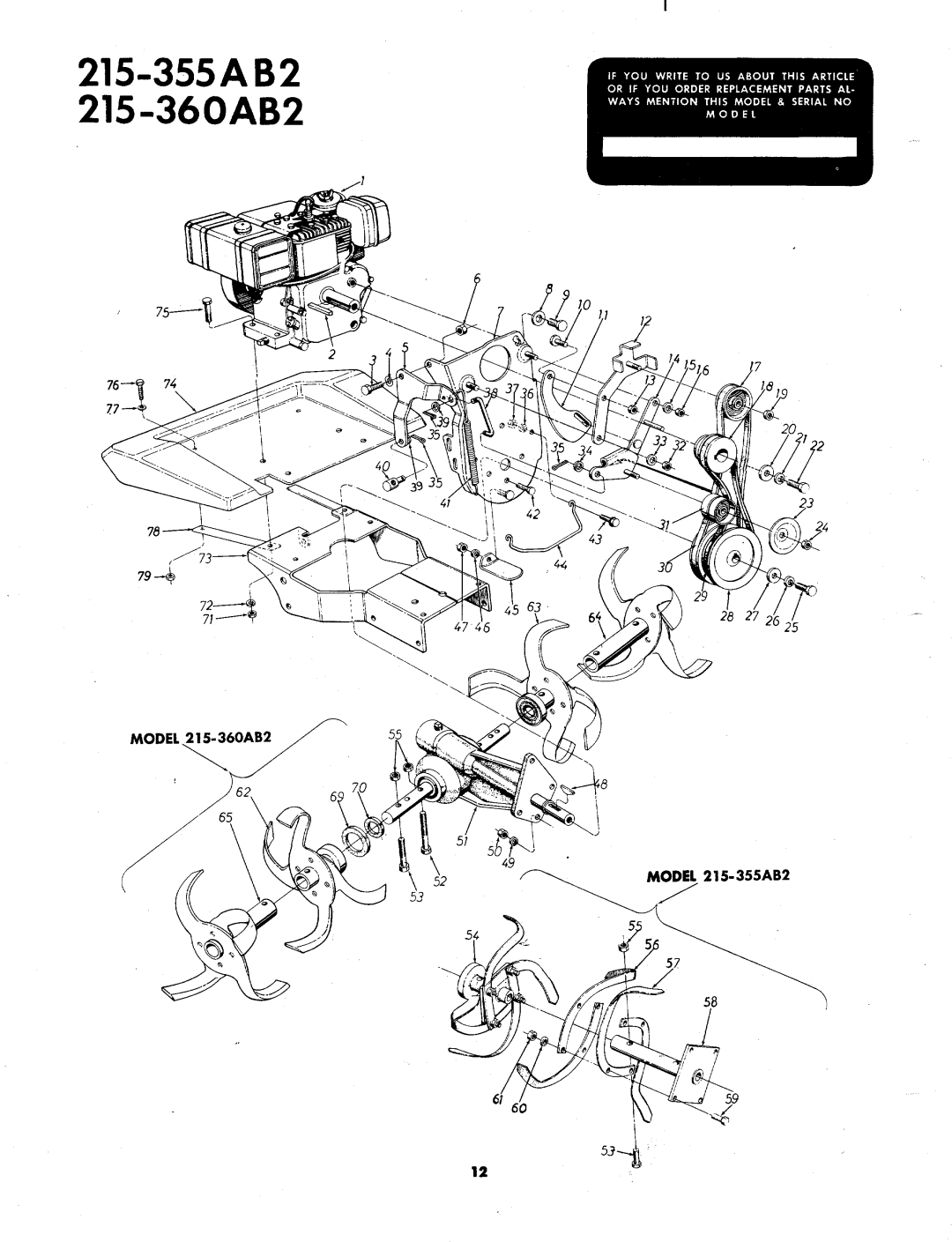 MTD 215-360AB2, 215-355AB2 manual 