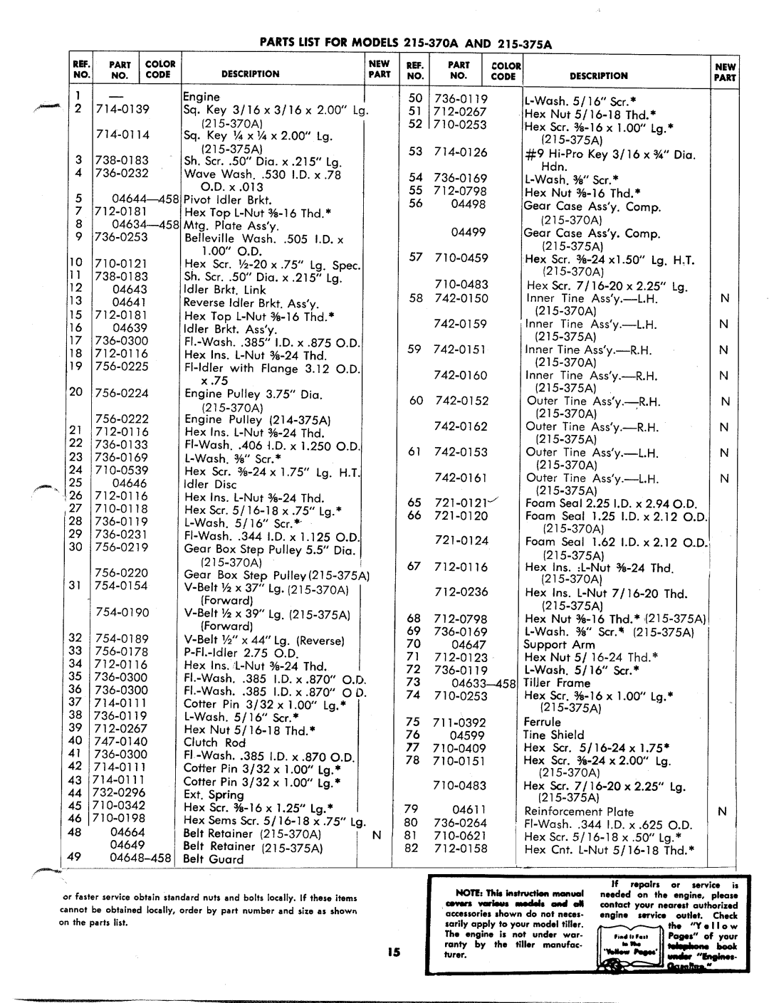 MTD 215-370A, 215-370 A, 215-375A manual 