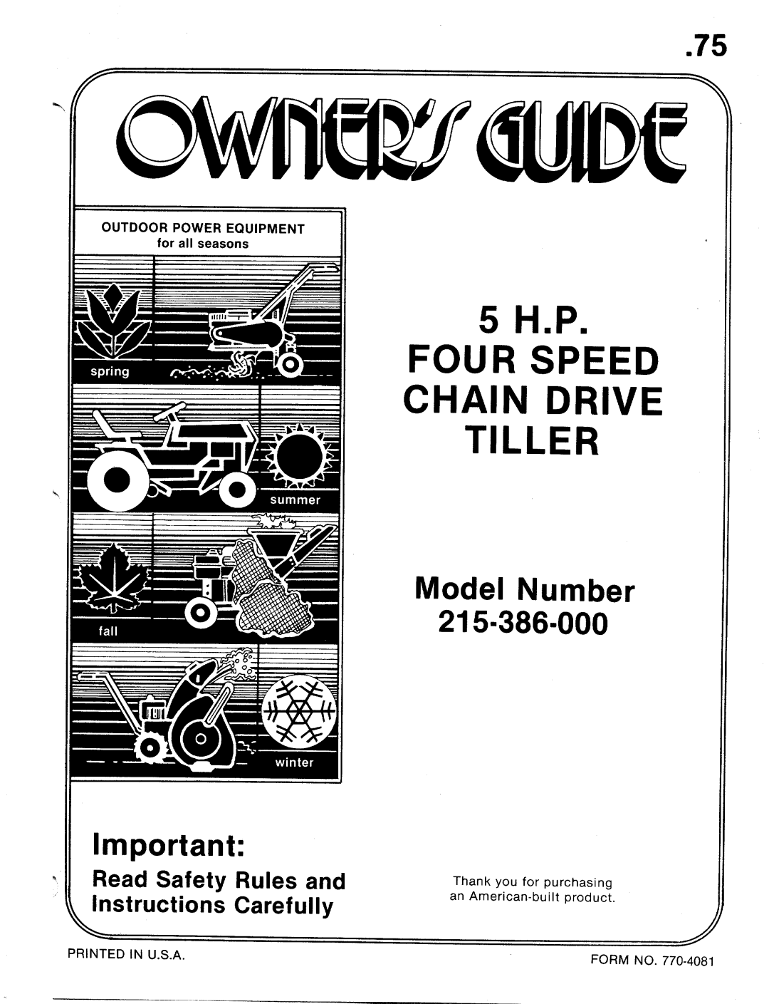 MTD 215-386-000 manual 