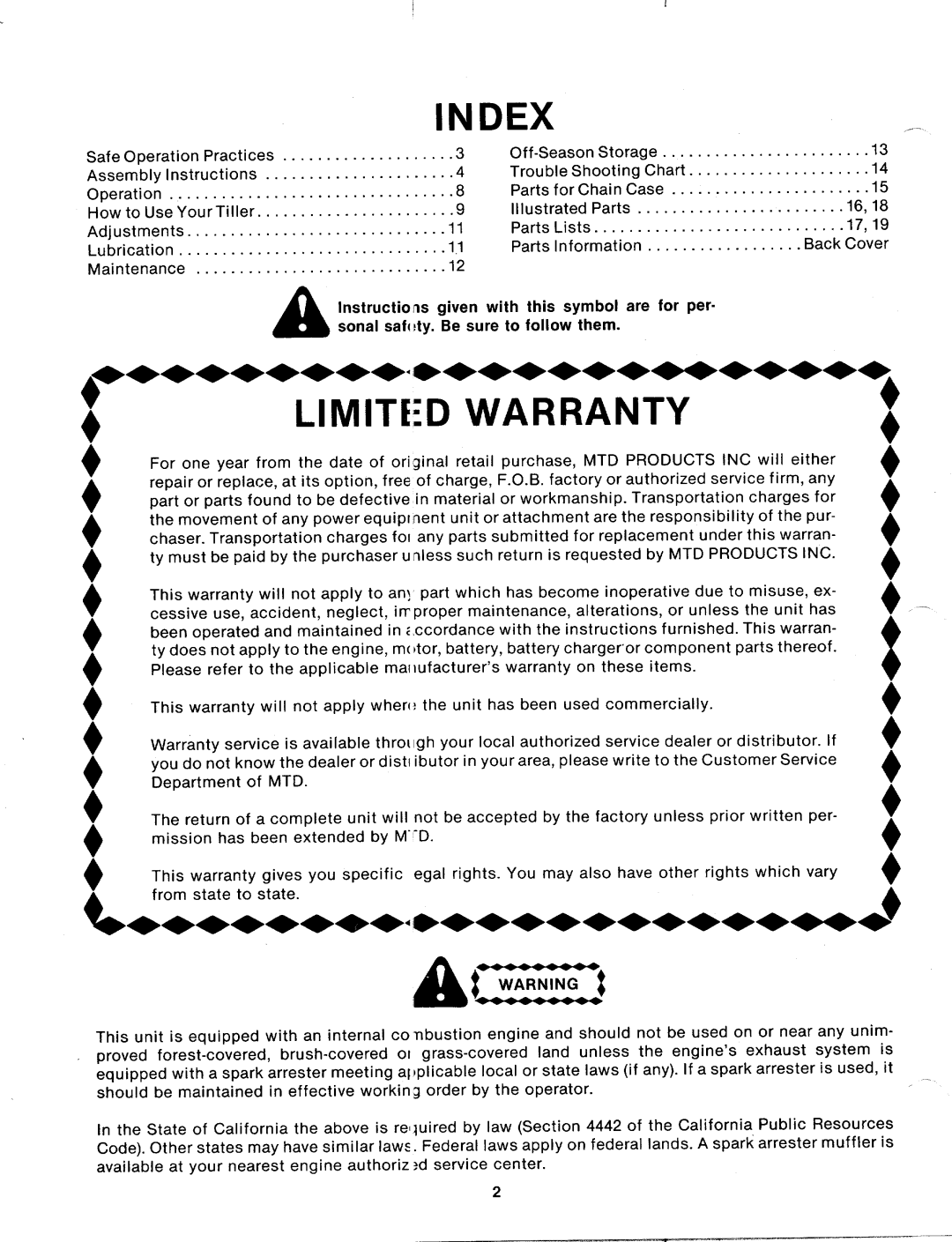 MTD 215-386-000 manual 