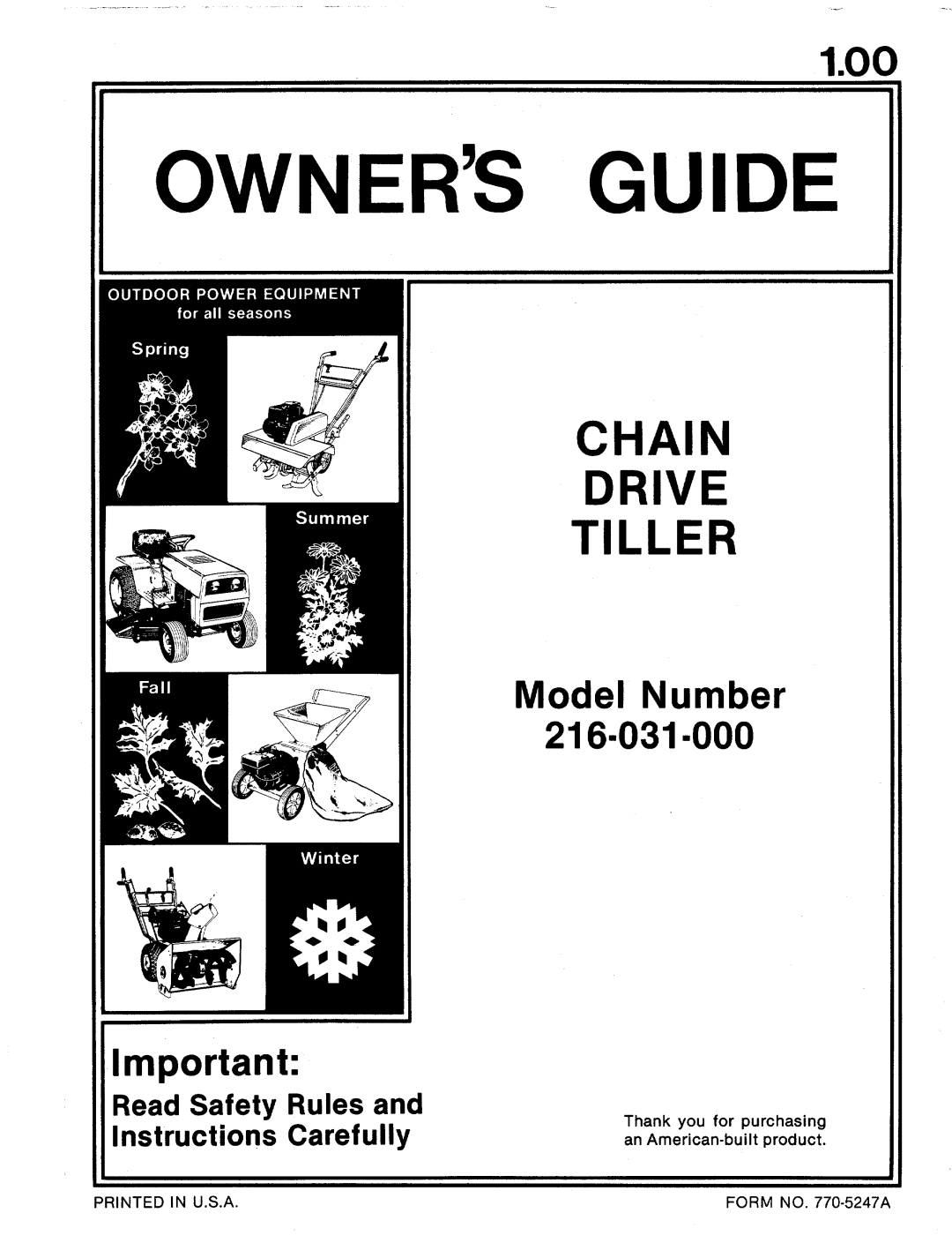 MTD 216-031-000 manual 