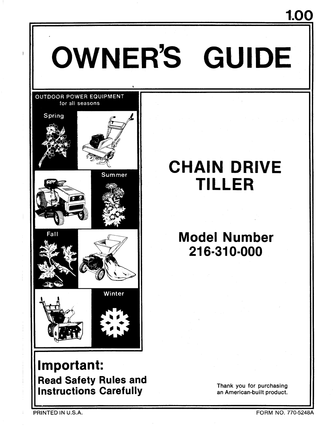 MTD 216-310-000 manual 