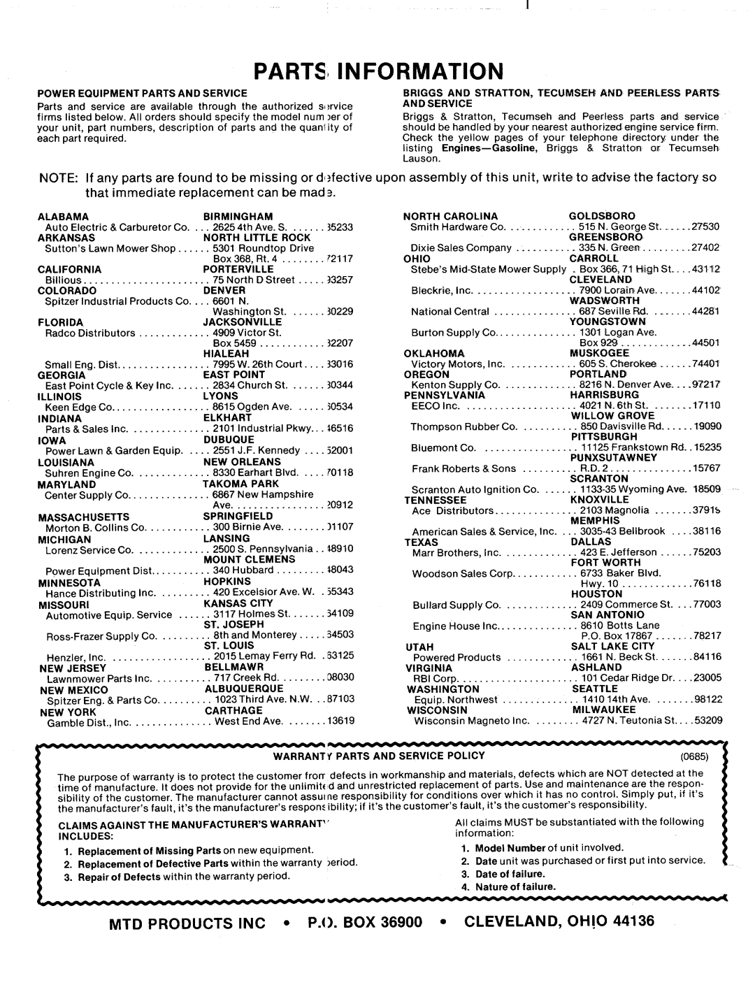 MTD 216-310-000 manual 