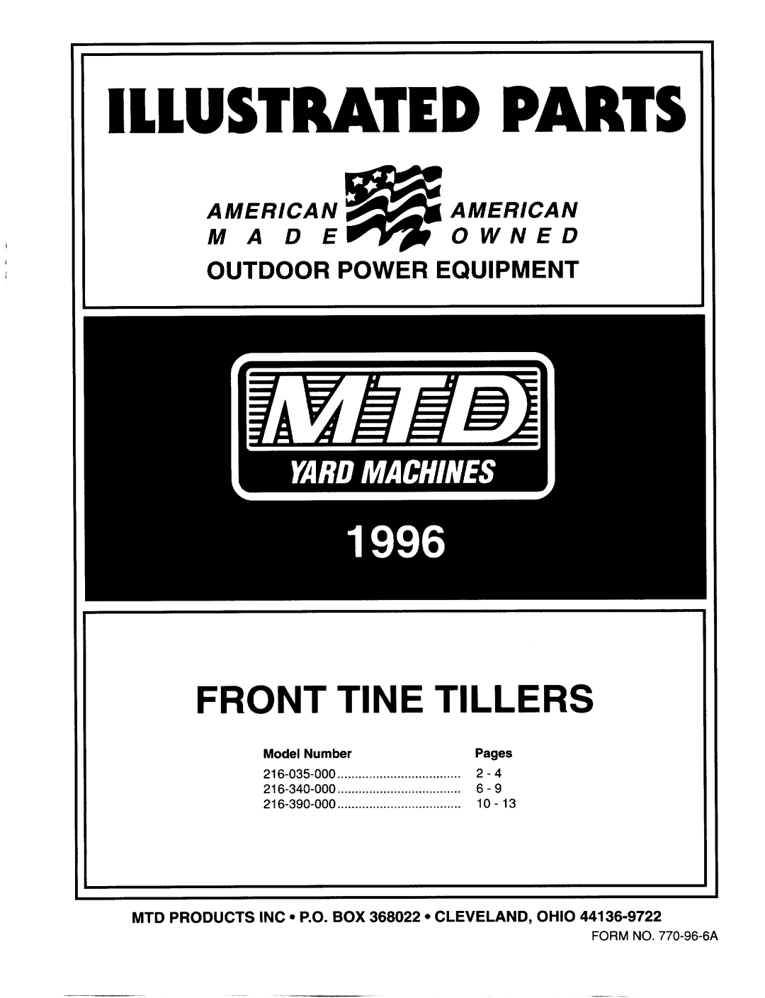 MTD 216-035-000, 216-390-000, 216-340-000 manual 