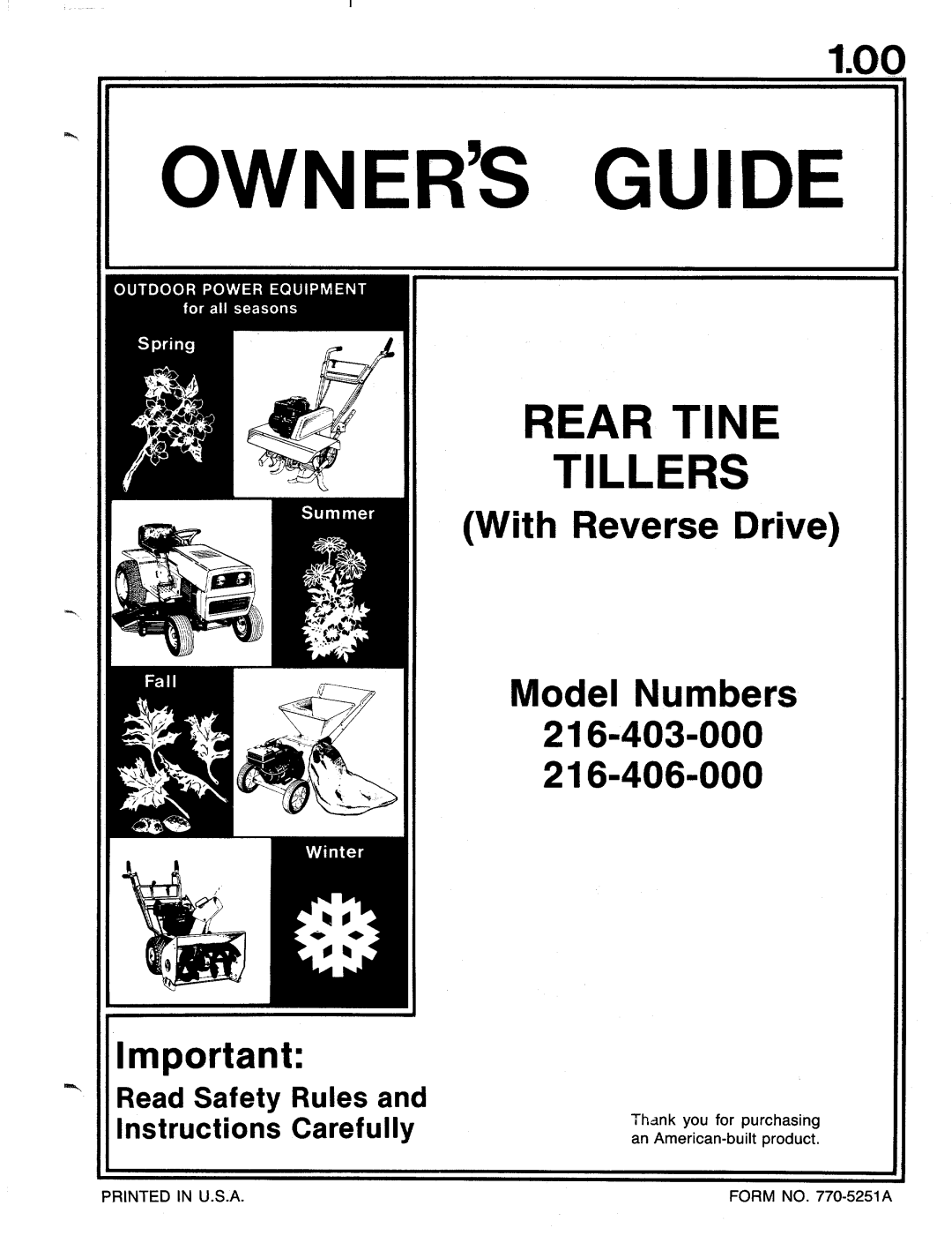 MTD 216-406-000, 216-403-000 manual 