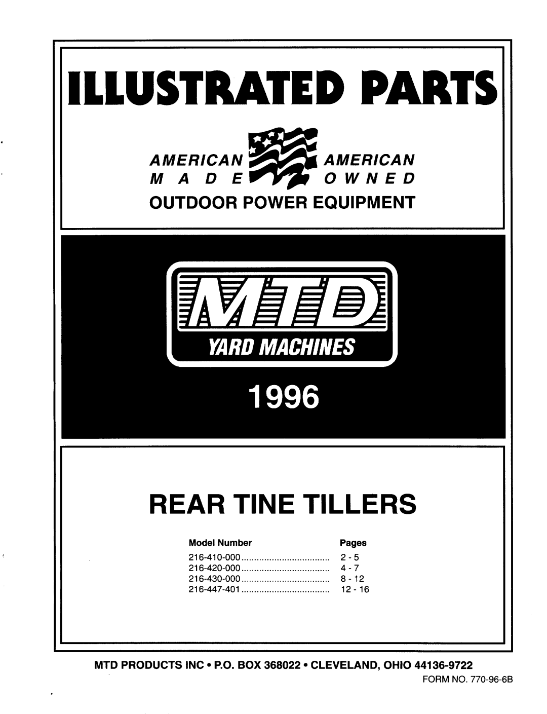 MTD 216-420-000, 216-410-000, 216-447-401, 216-430-000 manual 