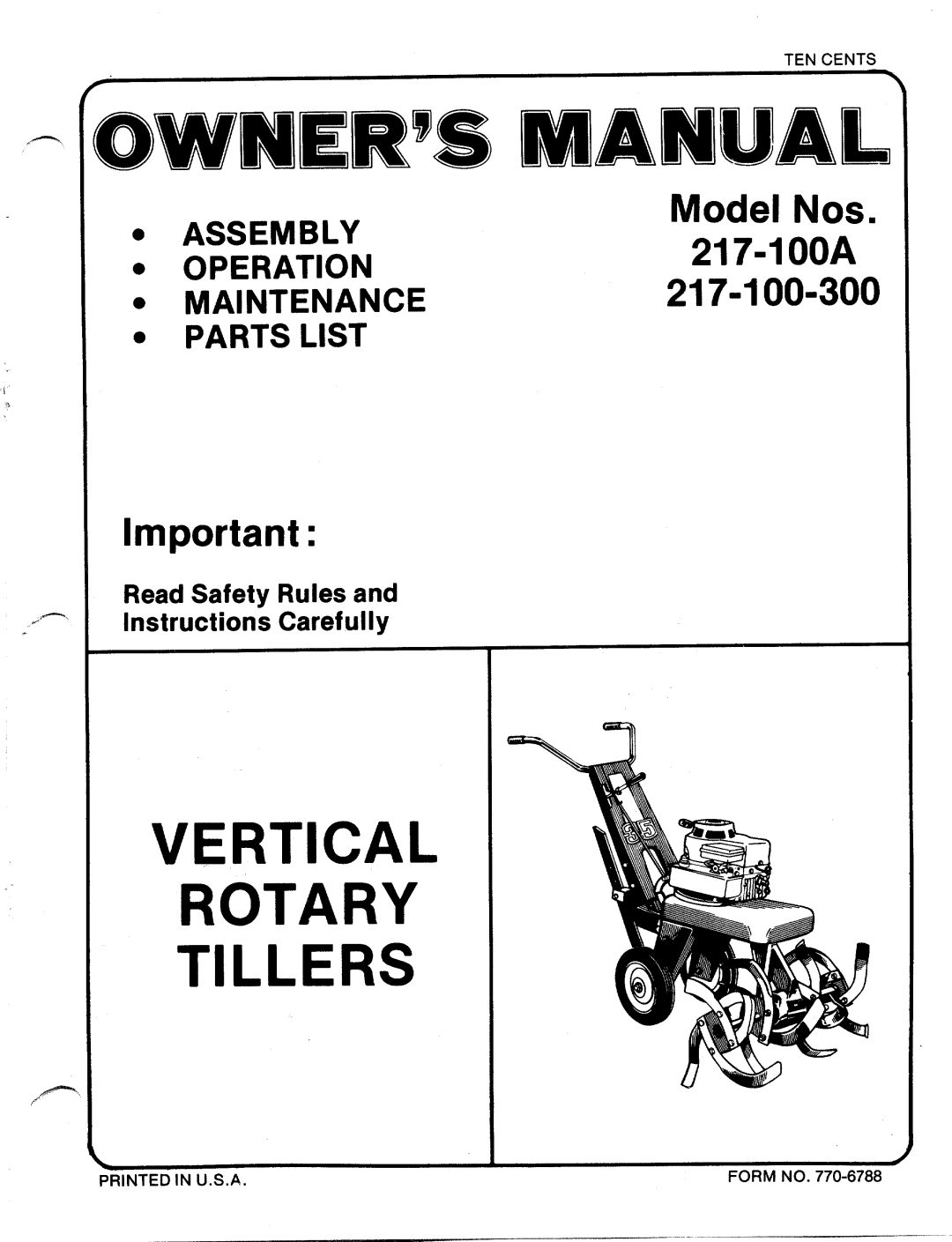 MTD 217-100-300, 217-100A manual 