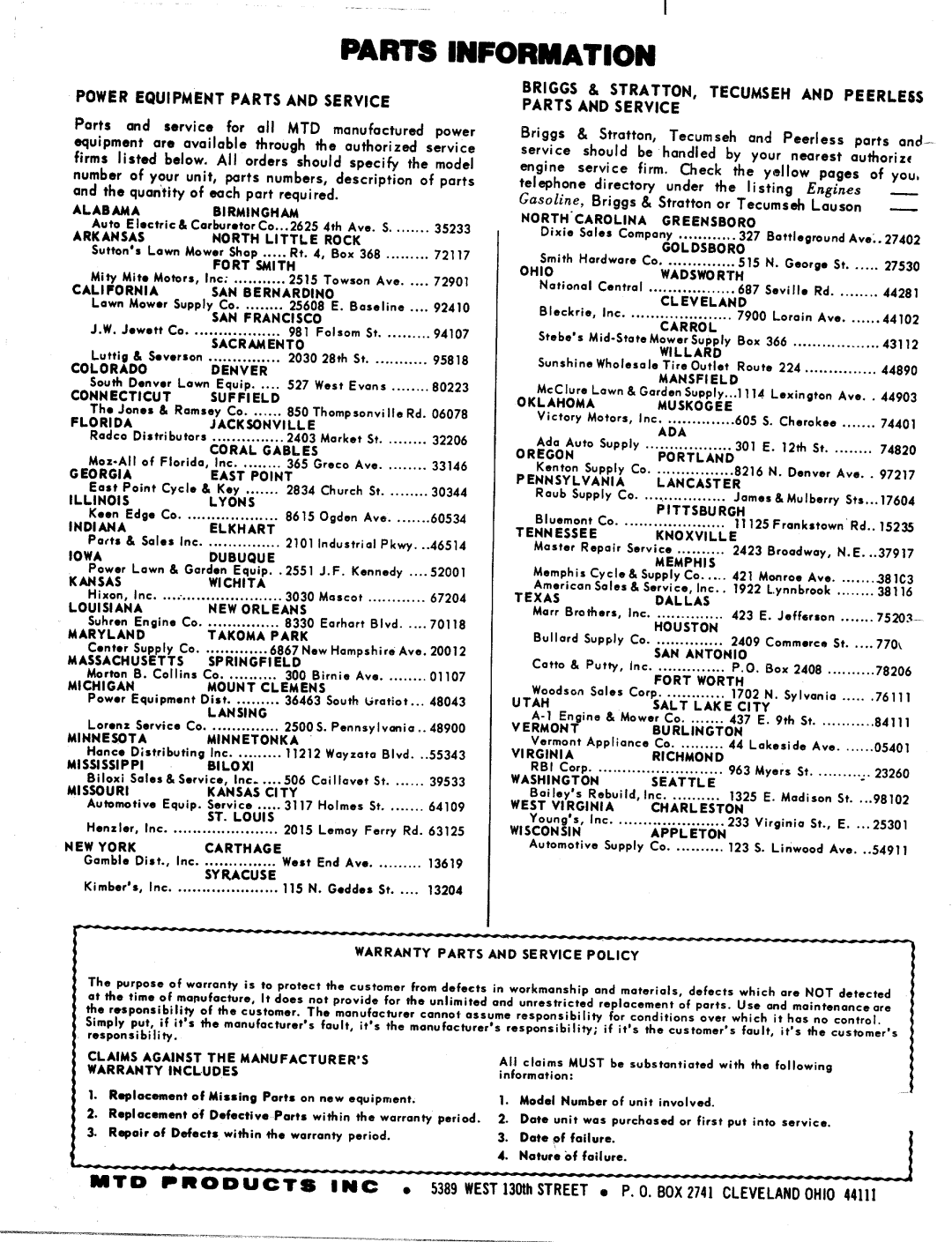 MTD 217-100A, 217-100-300 manual 