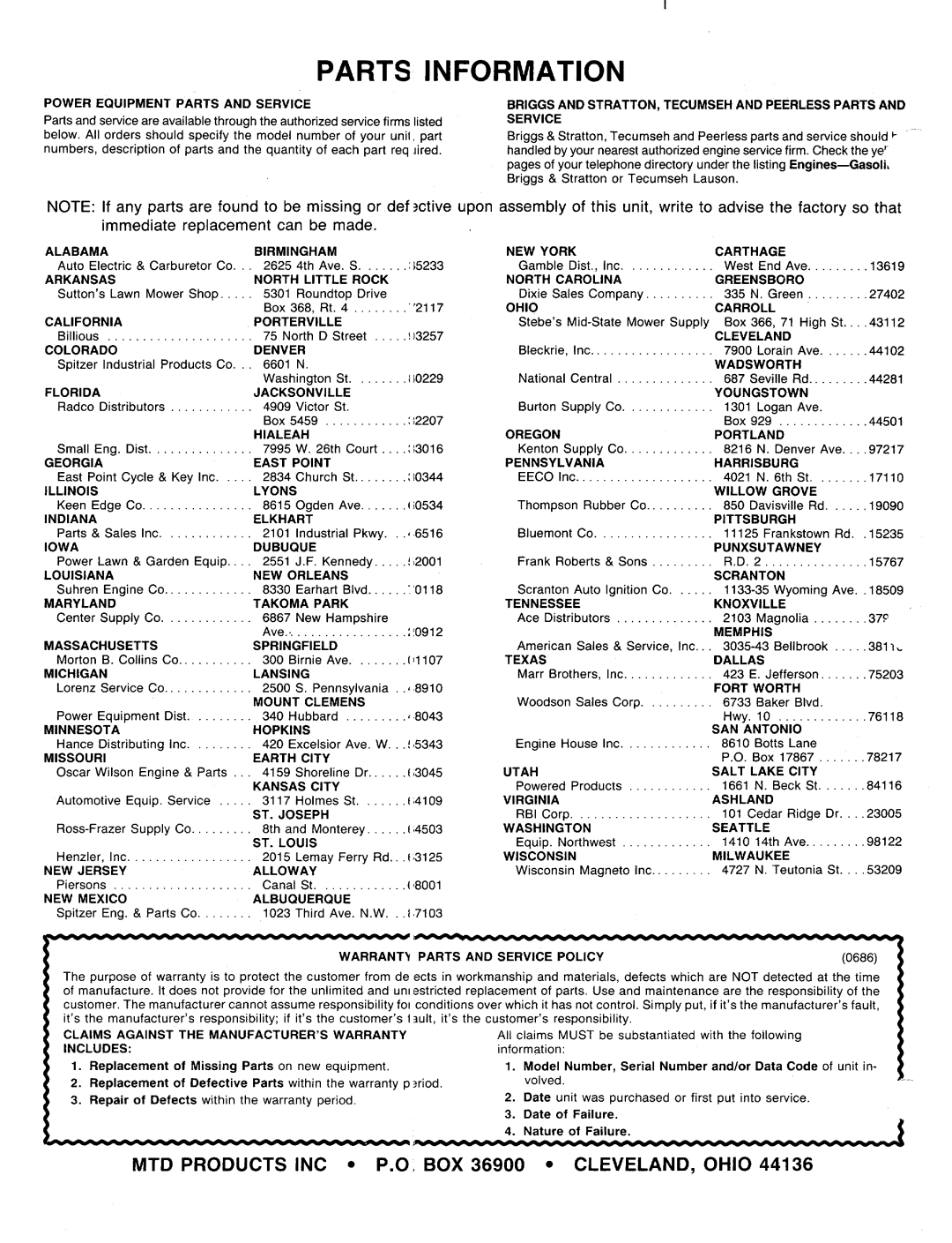 MTD 217-310-000 manual 