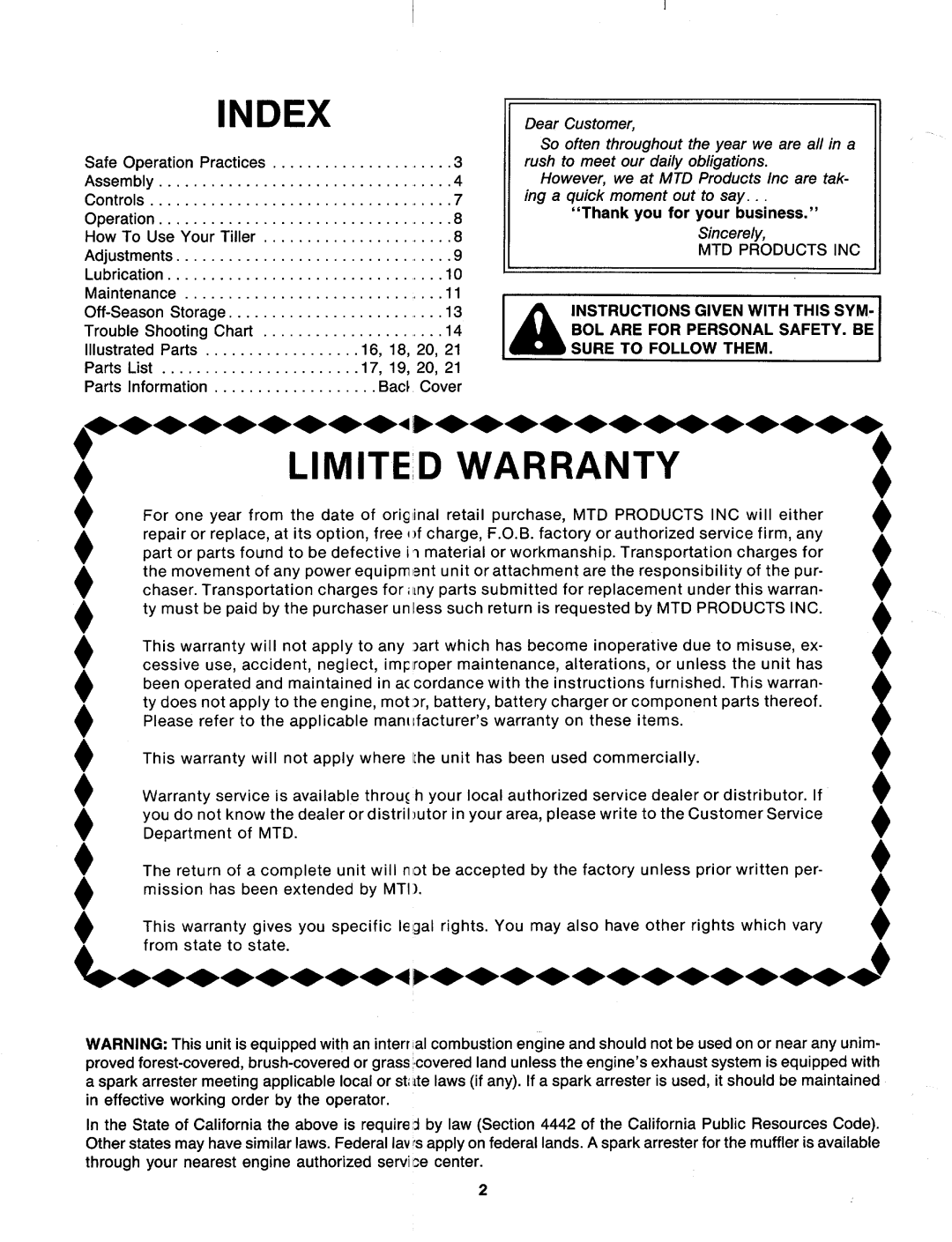 MTD 218-402-000, 218-405-000, 218-404-000 manual 