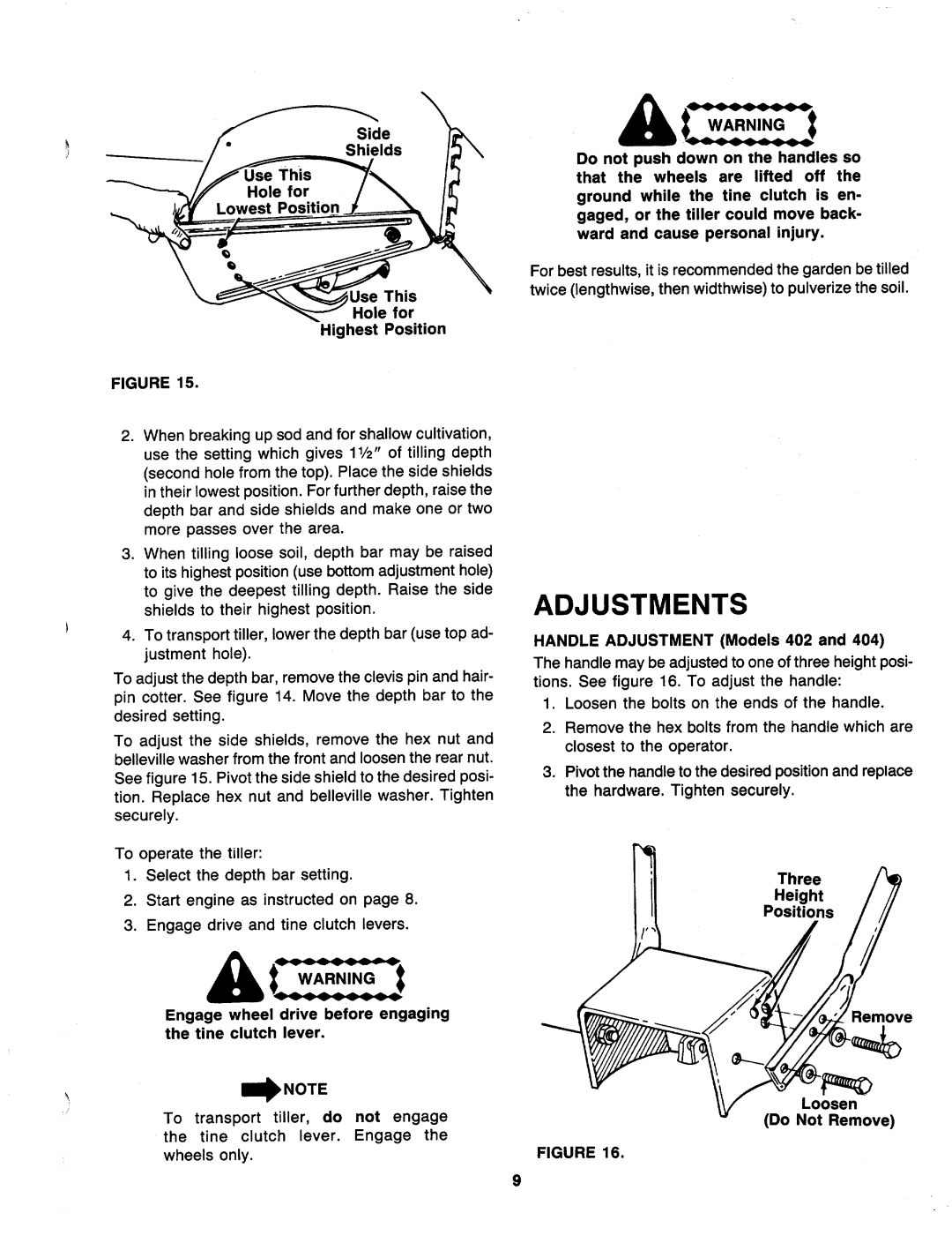 MTD 218-405-000, 218-404-000, 218-402-000 manual 