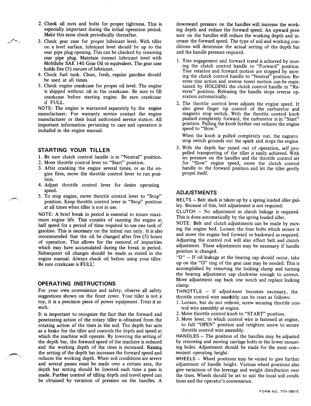 MTD 219-100 manual 