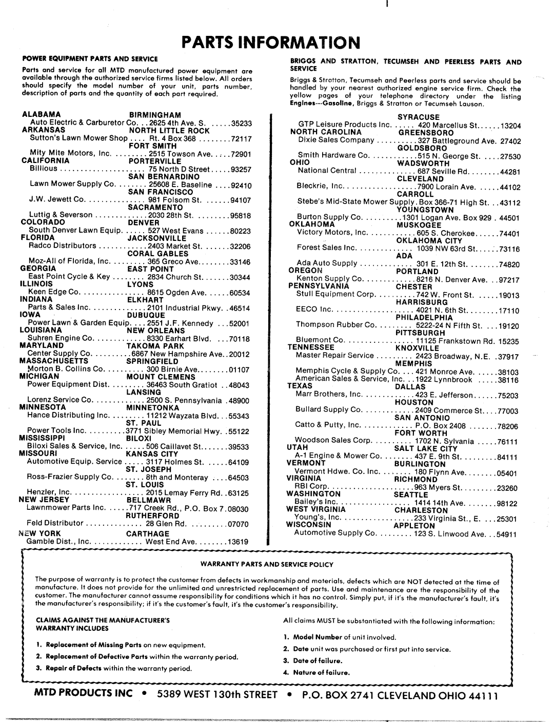 MTD 219-100A manual 