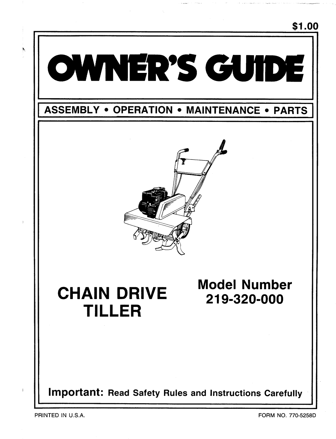 MTD 219-320-000 manual 