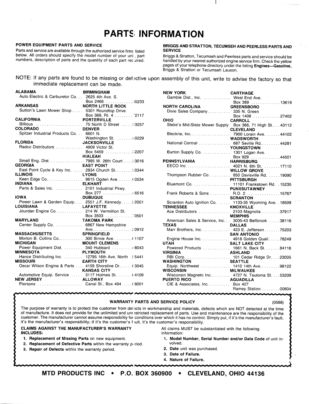 MTD 219-320-000 manual 