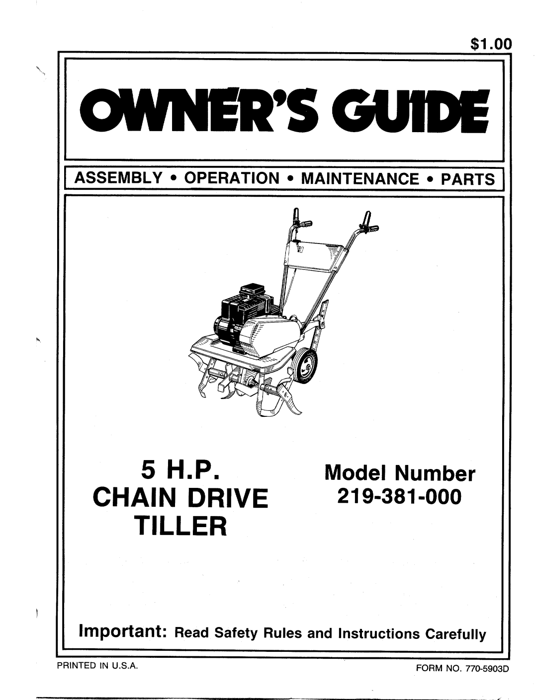 MTD 219-381-000 manual 