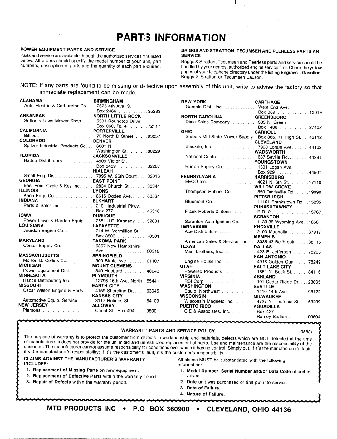 MTD 219-381-000 manual 