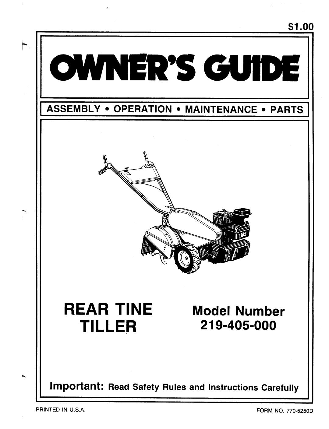 MTD 219-405-000 manual 