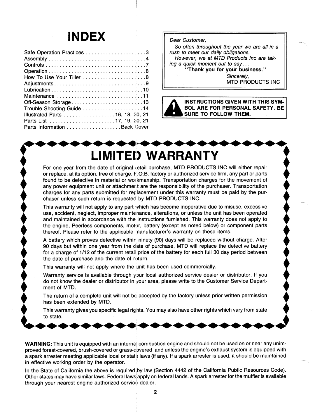 MTD 219-405-000 manual 