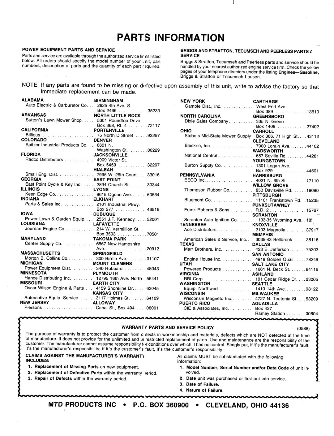 MTD 219-405-000 manual 