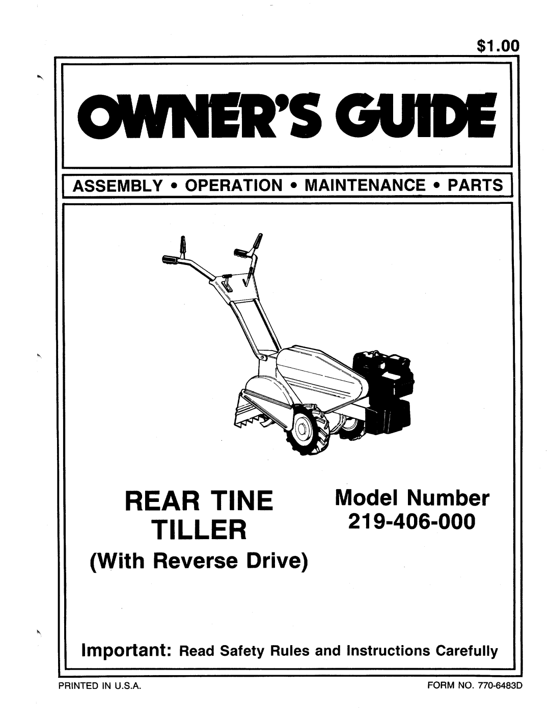 MTD 219-406-000 manual 