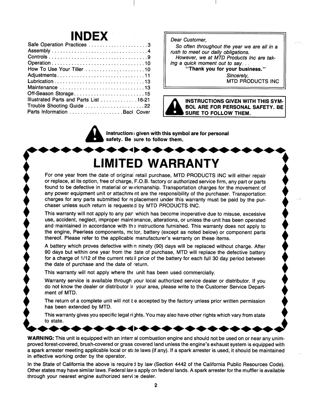 MTD 219-406-000 manual 