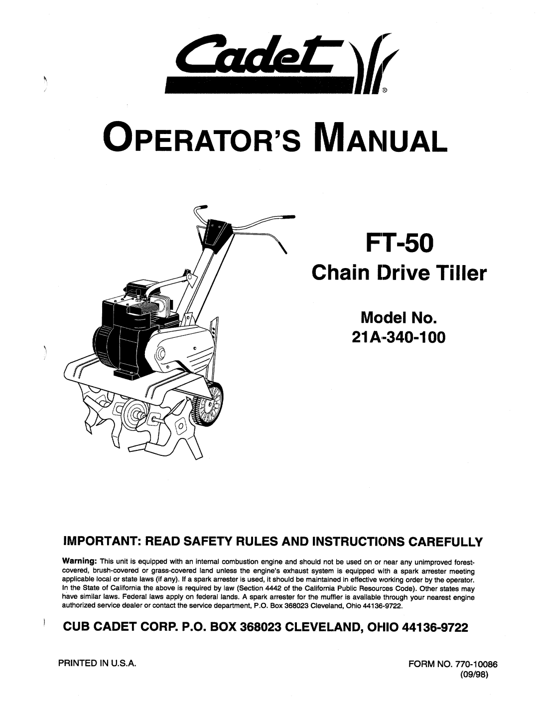 MTD 21A-340-100 manual 